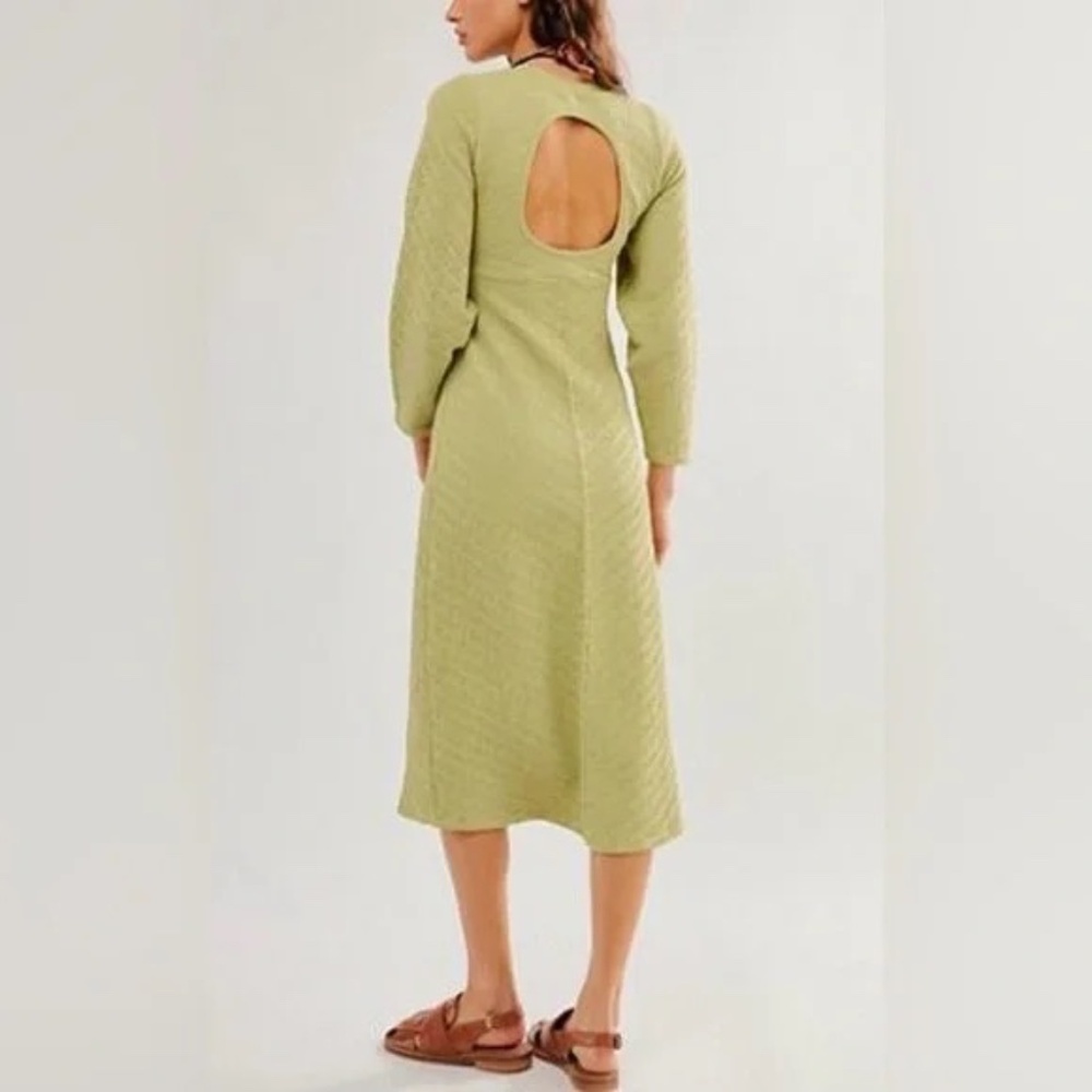 New! Free people Gabby Seamless Midi Dress Green nwot 33499 - Picture 3 of 14